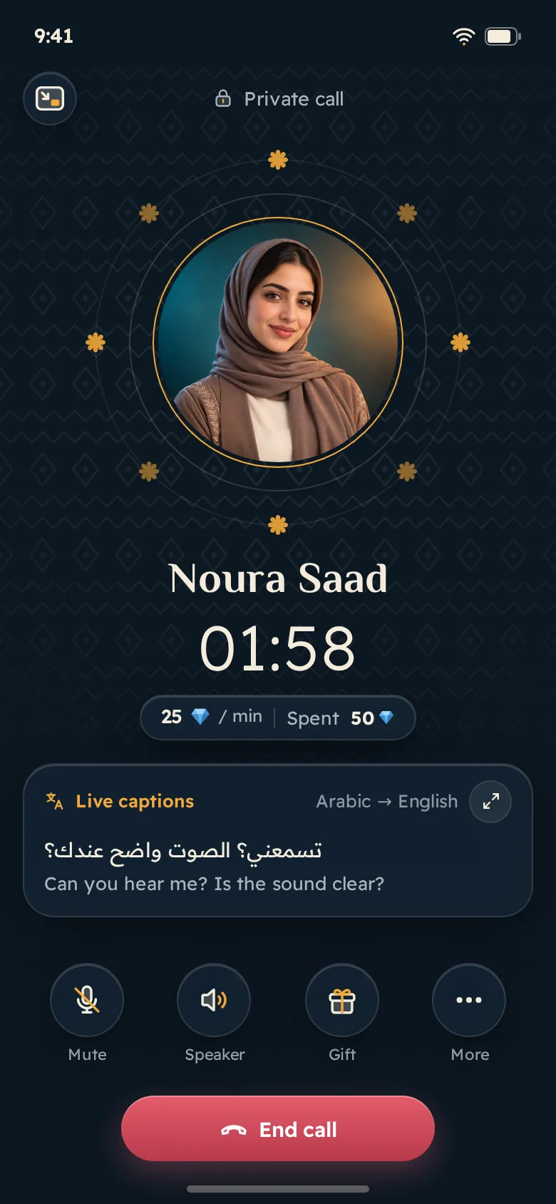 Voice call with live captions